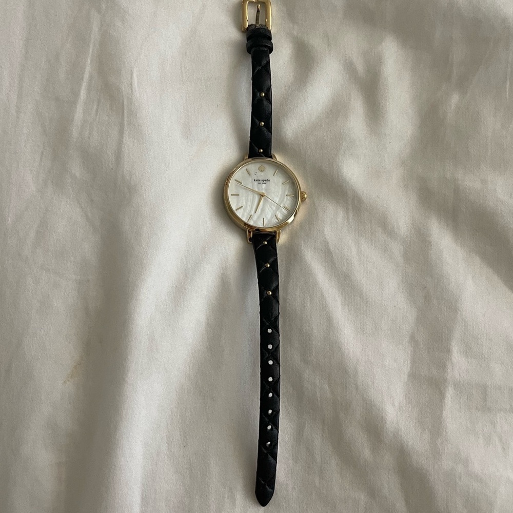 Kate Spade Metro Stud Black Quilted Leather Watch